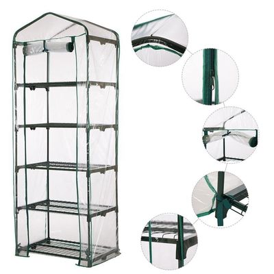 Casa de jardinagem de PVC de 5 níveis com estrutura de tubo de aço Dia 16mm e design de estufa de vinil