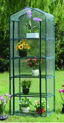 Casa de jardinagem de PVC de 5 níveis com estrutura de tubo de aço Dia 16mm e design de estufa de vinil