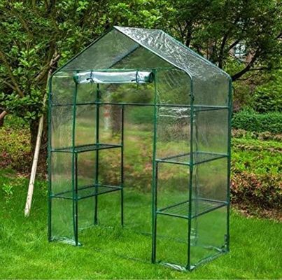 Casa de jardinagem de PVC de 5 níveis com estrutura de tubo de aço Dia 16mm e design de estufa de vinil